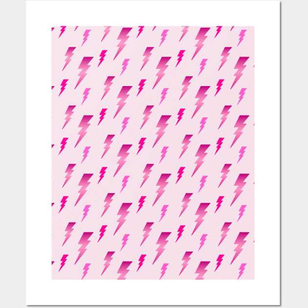 Pink Gradient Lightning Bolt Pattern Wall Art by Just a Cute World